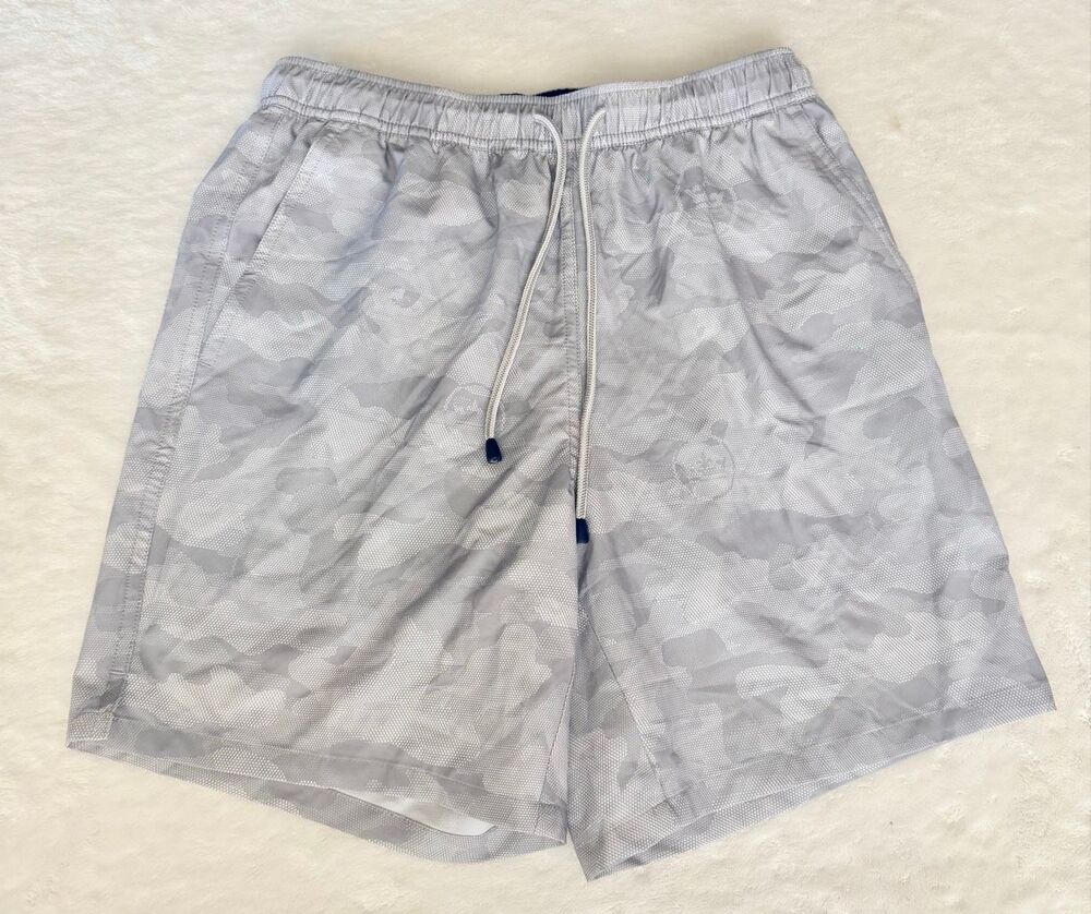 Peter Millar Men’s S Gray Camo Swim Trunks Board Shorts Crown Logo